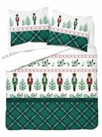 Pościel flanelowa 220x200cm. Flanela bawełniana gruba - świąteczna zielona