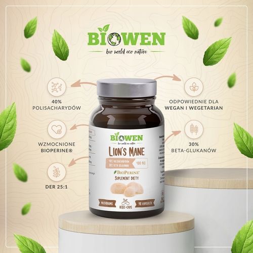 SOPLÓWKA JEŻOWATA 400mg GRZYBY Biowen 90 kaps Lion’s Mane na Arena.pl