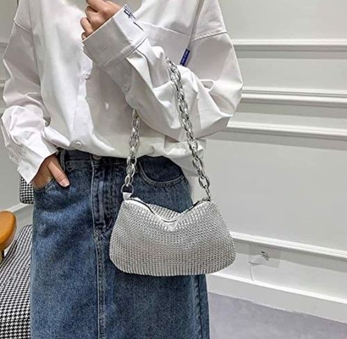 Torebka Damska Na Ramię Srebrna Cekiny na Arena.pl