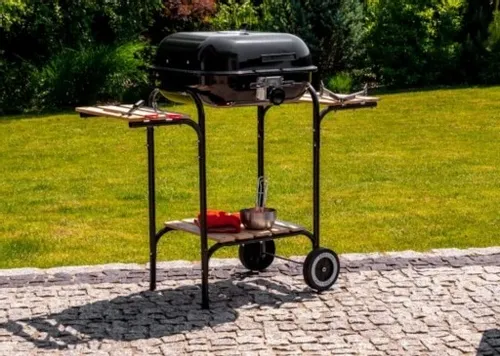 Duży grill ogrodowy z regulacją rusztu drewniane półki na Arena.pl