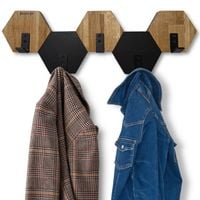 Wieszak ścienny do przedpokoju na ubrania na sciane drewniany Hexagon