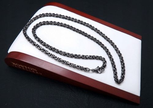 CZARNY ŁAŃCUSZEK + KRZYŻYK CZARNA STAL CHIRURGICZNA 316L SPLOT KRÓLEWSKI na Arena.pl