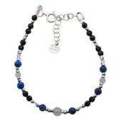 Bransoletka mix - Turmalin, Lapis Lazuli, Labradoryt, hematyt i srebro