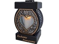 KOCHAMY PAMIĘTAMY ZNICZ NA GRÓB KOŁO RTN SERCE RAMA ZŁOTO+ŚWIECA LED BIAŁA