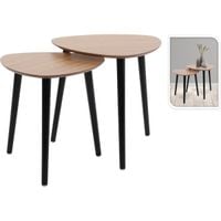 ZESTAW STOLIKÓW KAWOWYCH BOCZNYCH DO SALONU 2 SZT MDF CZARNE NOGI