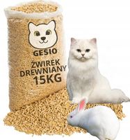 ŻWIREK DREWNIANY PELLET DLA KOTA KRÓLIKA ŚWINKI 15KG JASNY ODPYLONY