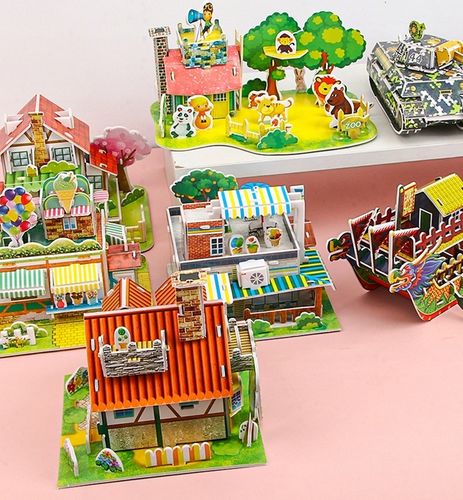 6x Miniaturowy domek 3D PUZZLE DIY ZABAWK dla dzieci Prezent na Arena.pl