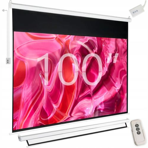 EKRAN PROJEKCYJNY ŚCIENNY RZUTNIKA ELEKTRYCZNY AUTOMATYCZNY PILOT 100 na Arena.pl