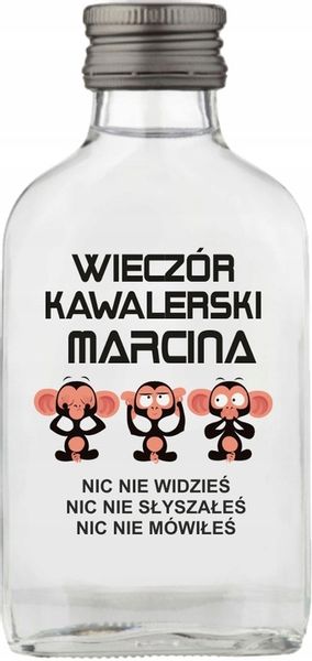 Butelka upominek na wieczór kawalerski BUTELKI Setki z nadrukiem UV napisem zdjęcie 1