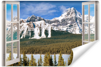 Fototapeta Do Salonu Widok z Okna Na Krajobraz Górski 3D 300cm x 210cm
