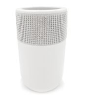 BIAŁY WAZON CERAMICZNY nowoczesny glamour flakon na kwiaty z kryształkami