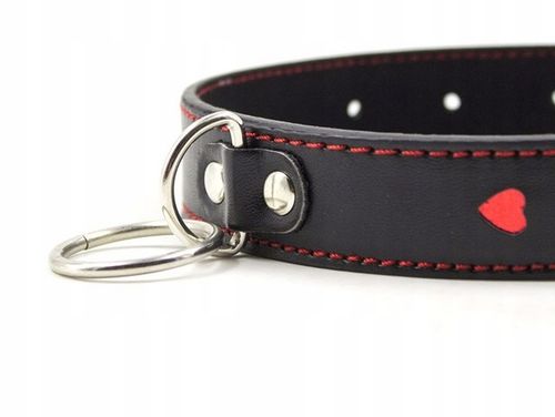 KLASYCZNA SKÓRZANA OBROŻA ZE SMYCZĄ SERDUSZKA na Arena.pl