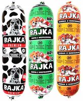 Karma dla psa mokra baton Bajka 80% i 90% mięsa mix smaków 1kg - 29 sztuk
