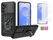 Etui pancerne do SAMSUNG GALAXY S25 PLUS Slide Ring czarny case + szkło 9H