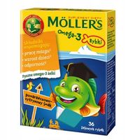 Moller's Omega-3 Żelki Rybki Dla Dzieci Pomarańczowe, 36 szt.