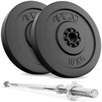 ZESTAW KULTURYSTYCZNY BITUMICZNY OBCIĄŻENIE 20 KG + GRYF PROSTY SZTANGA 180