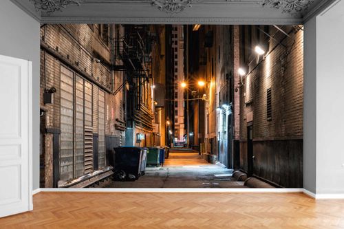 Fototapeta ULICZKA MIASTO NOCĄ ZABUDOWA 200x130 na Arena.pl