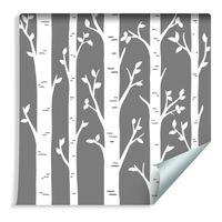 Tapeta Brzozy na Szarym Tle