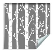 Tapeta Brzozy na Szarym Tle
