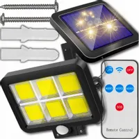 LAMPA SOLARNA Z CZUJNIKIEM RUCH ZMIERZCHU LED ZEWNĘTRZNA OGRODOWA + PILOT