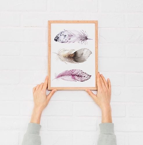 Plakat boho piórka akwarela 40x50 cm na Arena.pl