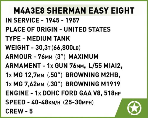 Klocki M4A3E8 Sherman Easy Eight 745 Elementów na Arena.pl
