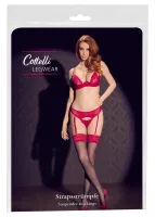 cottelli legwear pończochy czarne z czerwoną koronką 20 den rozmiar 6