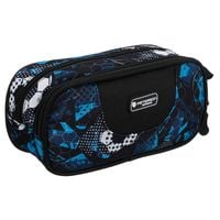 dwukomorowy piórnik szkolny we wzór piłki nożnej - peterson