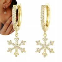 Kolczyki złote wiszące koła śnieżynki cyrkonie kryształki stal