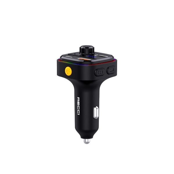 TRANSMITER SAMOCHODOWY FM BLUETOOTH LED USB i USB-C QC 3.1A RECCI zdjęcie 3