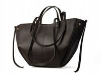 Torebka Damska Duża Skórzana Shopper Włoska Elegancka Czekoladowa