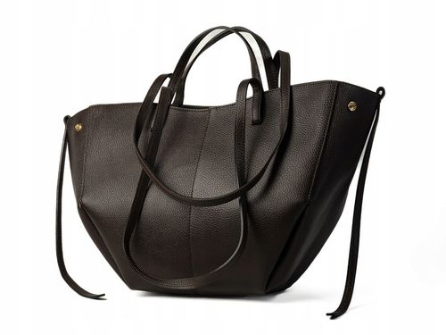 Torebka Damska Duża Skórzana Shopper Włoska Elegancka Czekoladowa na Arena.pl