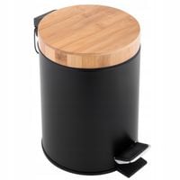 Kosz na śmieci 3l z pedałem DO ŁAZIENKI DO WC bambus czarny mat