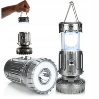 LAMPA KEMPINGOWA SOLARNA LED USB POWERBANK LATARKA SKŁADANA Z UCHWYTEM