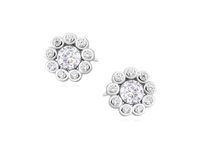 OKRĄGŁE RODOWANE SREBRNE KOLCZYKI BIAŁE CYRKONIE