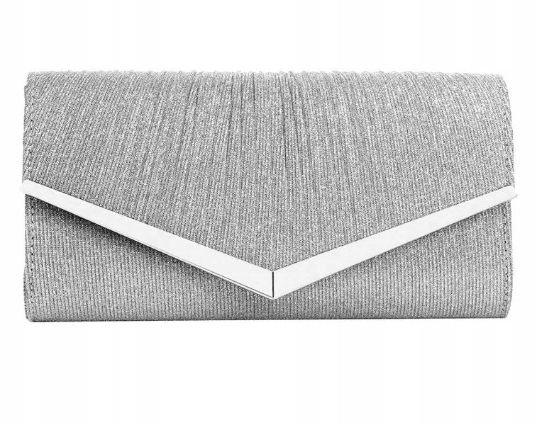 Torebka Wieczorowa Srebrna Kopertówka Wizytowa zdjęcie 5