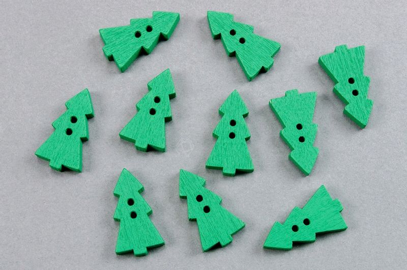 Guzik drewniany CHOINKA zielony 10szt. zdjęcie 2