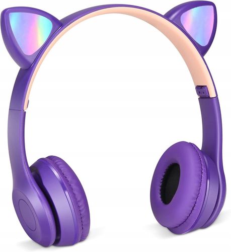 SŁUCHAWKI DLA DZIECI BLUETOOTH KOCIE USZY KOT LED RGB NAUSZNE MIKROFON na Arena.pl