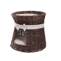 Rosie BUDA DLA KOTA LEŻAK DLA ZWIERZĄT DOMEK DLA KOTA Z WIKLINY PIĘTROWY Z PODUSZKAMI Ø48 H43 cm