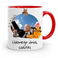 Kubek Czerwony Śmieszny Pis Jarosław Kaczyński Z Nadrukiem Ze Zdjęciem