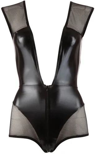 cottelli collection body matowe z siateczką czarne xl z suwakiem na Arena.pl