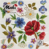 serwetka papierowa 3warstwowa 33x33 kwiaty haft kolor op20szt  pol-mak