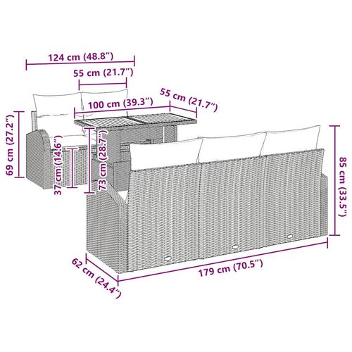Zestaw Sof na Ogród 6 pcs Czarny i kremowy 100 x 55 x 73 cm na Arena.pl