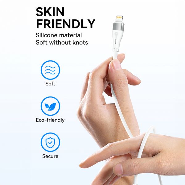 Kabel przewód do iPhone USB-C - Lightning PD 27W 1m biały zdjęcie 8