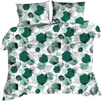Pościel flanelowa 160x200cm SZMARAGDOWE SZEŚCIOKĄTY