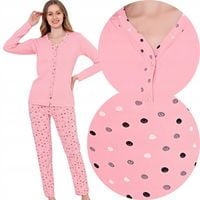 PIŻAMA DWUCZĘŚCIOWA DAMSKA ROZPINANA DŁUGIE SPODNIE DŁUGI RĘKAW BAWEŁNIANA