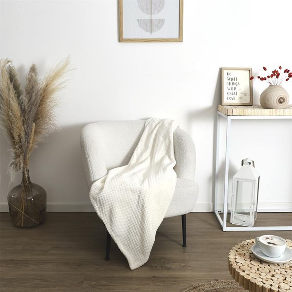 Koc/ Pled Honeycomb kremowy 120x150cm zdjęcie 2