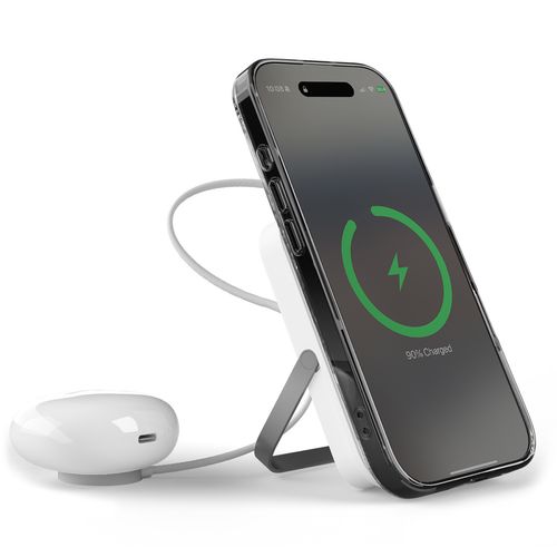 Powerbank bezprzewodowy 10000mAh USB-C MagSafe z podstawką - biały na Arena.pl