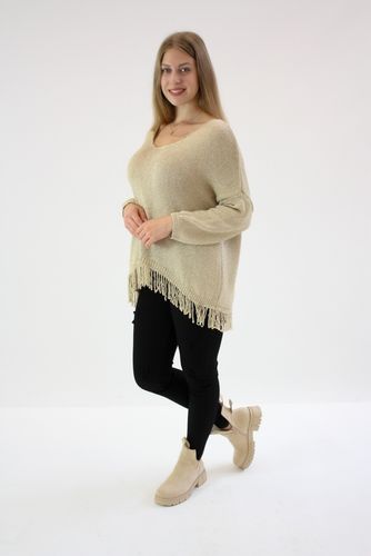 Złoty sweter z frędzelkami Ajda UNI na Arena.pl