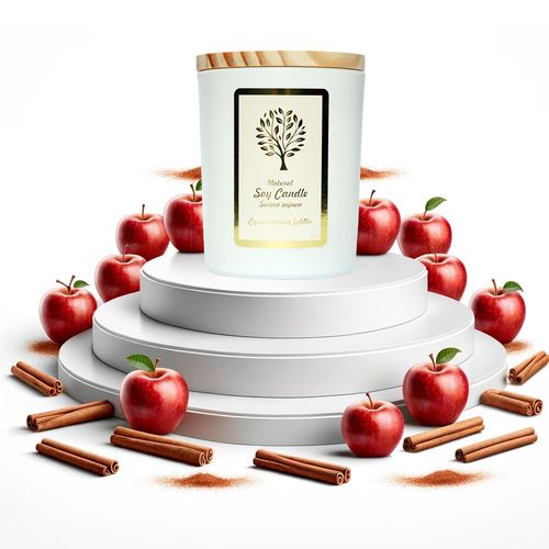 świeczka o zapachu jabłka z cynamonem. sojowa, naturalna. do salonu. na Arena.pl